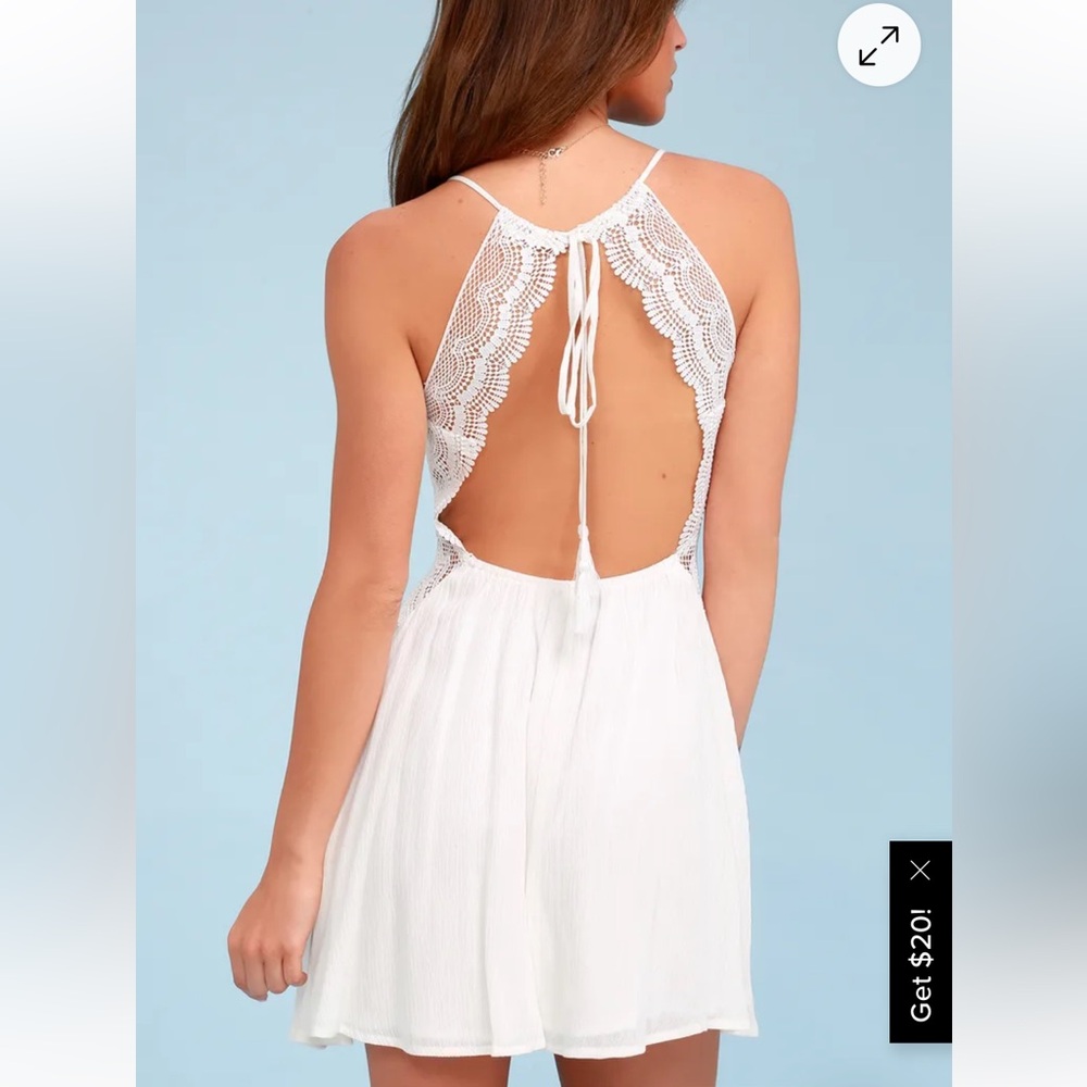 Good Grace White Lace Backless Dress